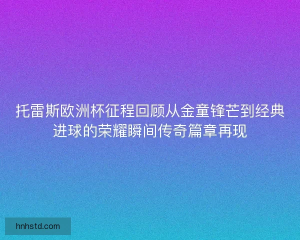 托雷斯欧洲杯征程回顾从金童锋芒到经典进球的荣耀瞬间传奇篇章再现
