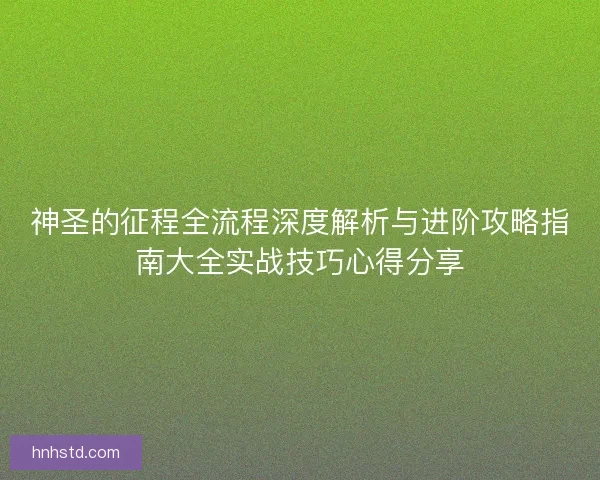 神圣的征程全流程深度解析与进阶攻略指南大全实战技巧心得分享